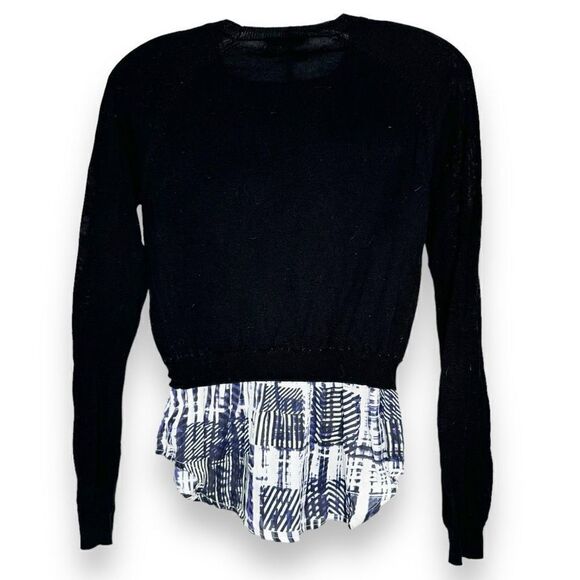 Parker Liff Black Abstract Shirt Tail Sweater Combo Silk Sweater Women’s Size XS - Picture 6 of 10